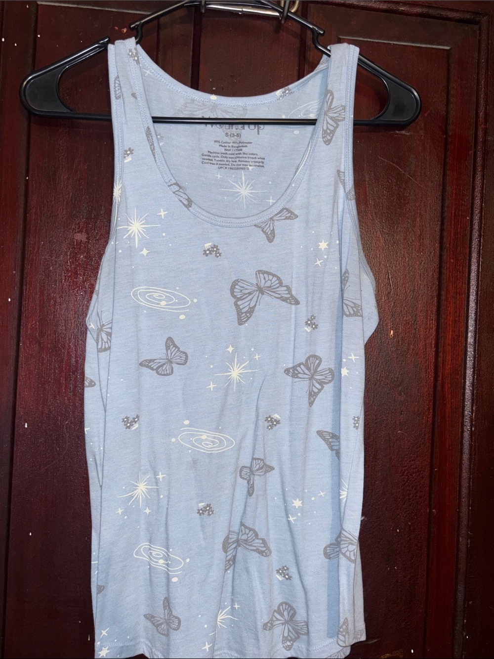 Wound Up Light Blue Butterfly & Star Print Tank Top